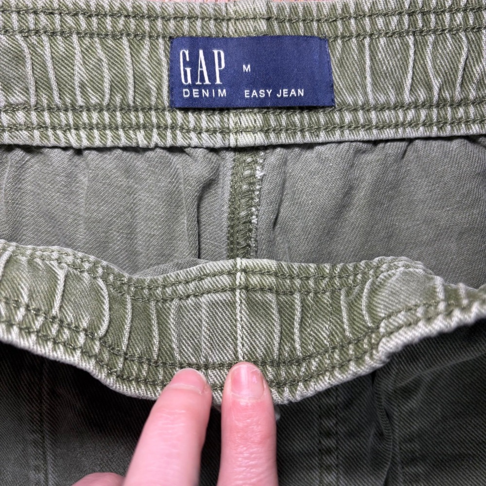 GAP Denim Easy Jean Womens M Olive Green Cargo Pants Relaxed Fit Drawstring - Picture 5 of 11